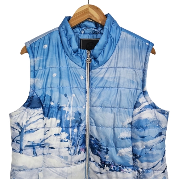 Dolcezza Glacier Bleu Puffer Vest Sz XXL Blue Contemporary Winter Artistic Snow - Picture 6 of 14